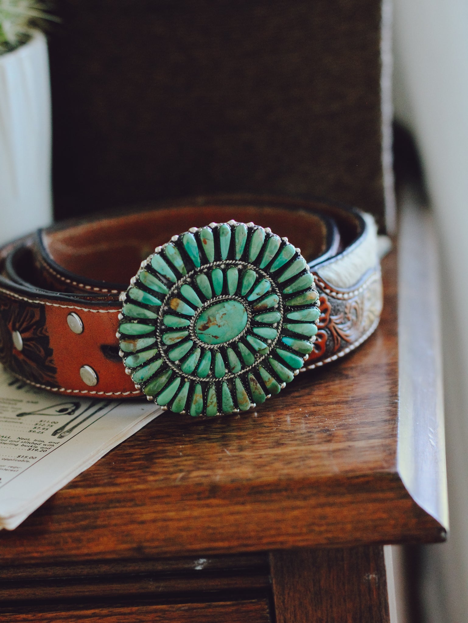 Tularosa • Needlepoint Turquoise Belt Buckle