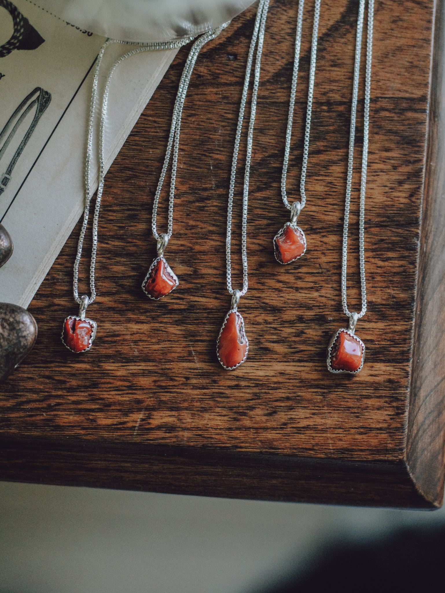 Reece • Red Coral Pendant Necklace