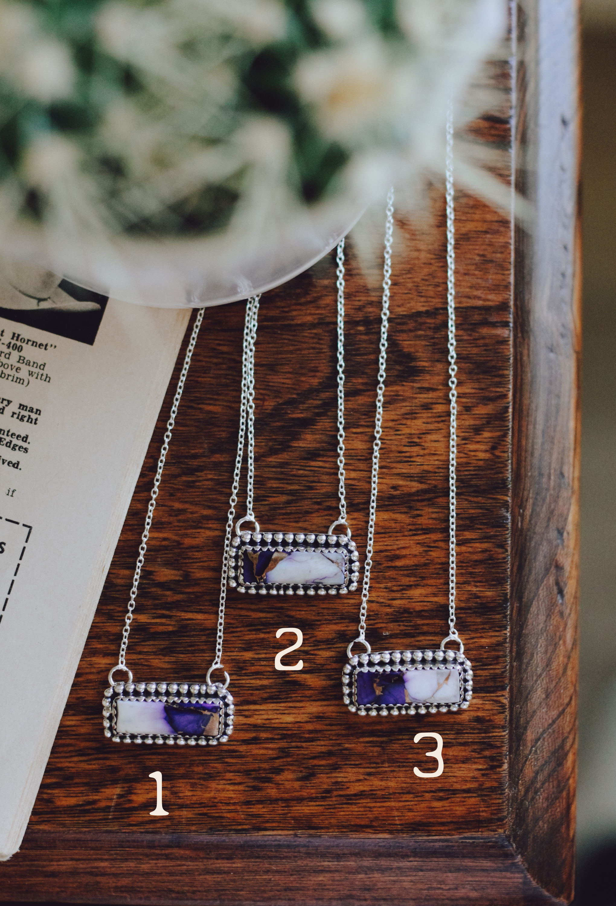 Tanya • Violet Rose Bar Necklace