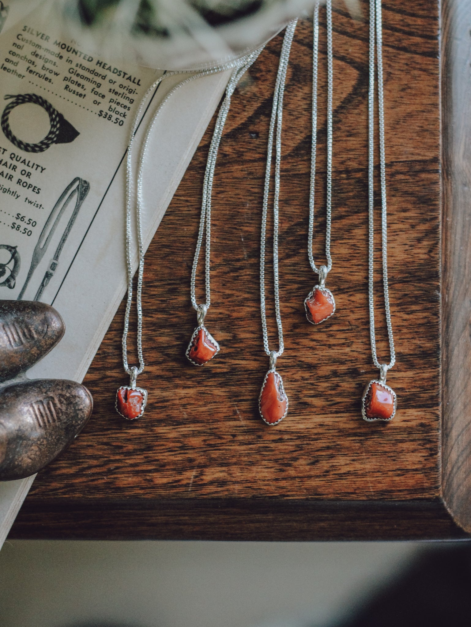 Reece • Red Coral Pendant Necklace