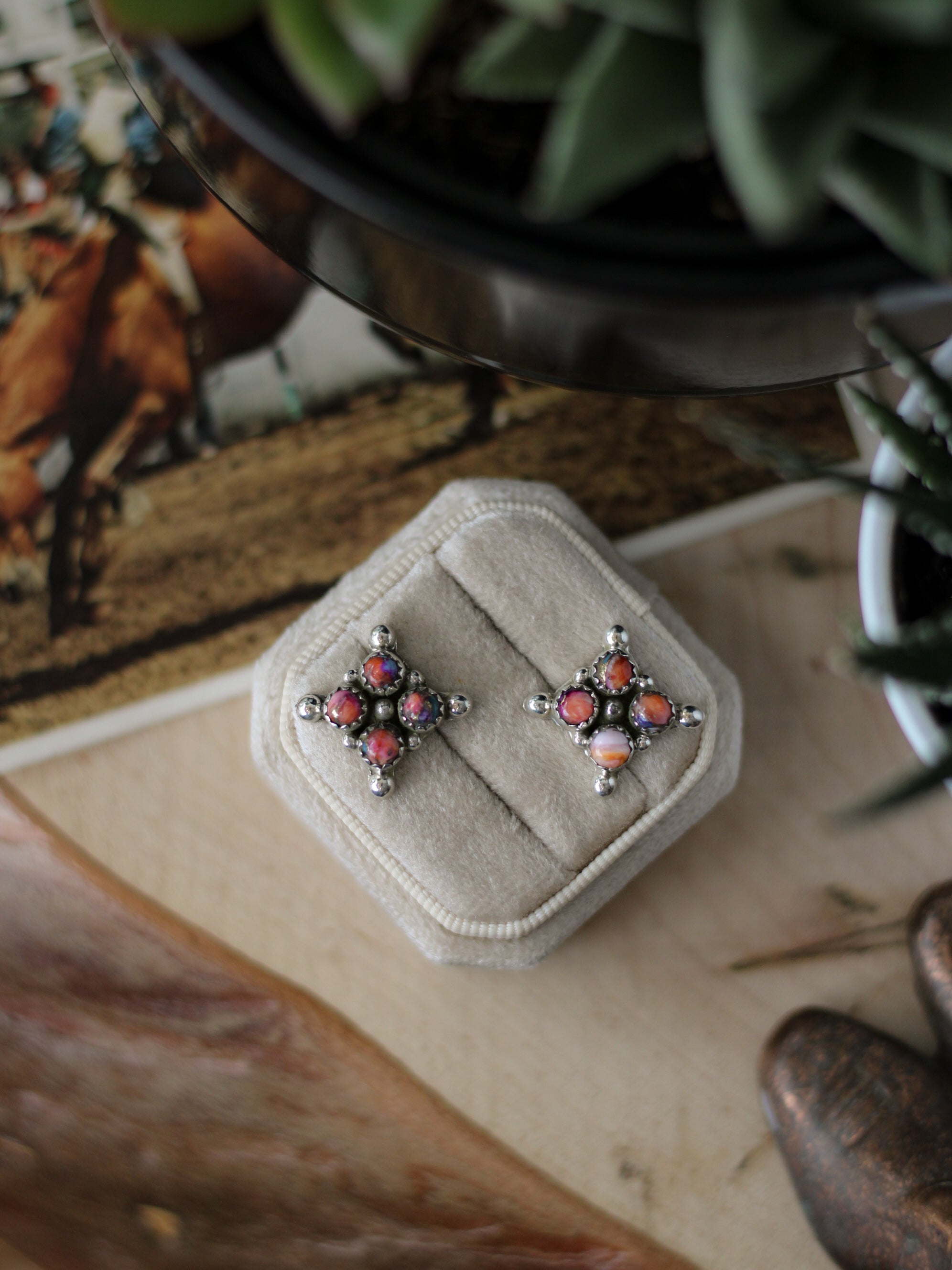 Winona • Pink Dahlia Studs – Tin + Turquoise Collective