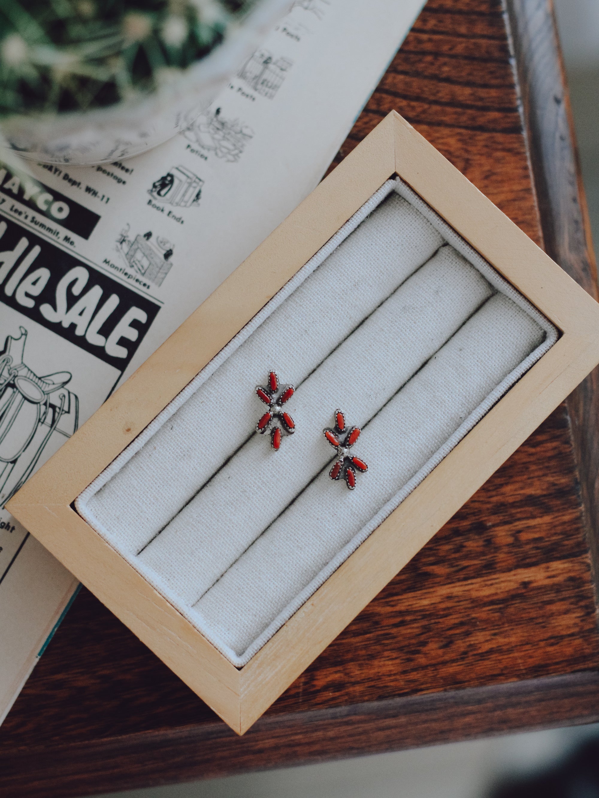 Dahlia • Red Coral Studs