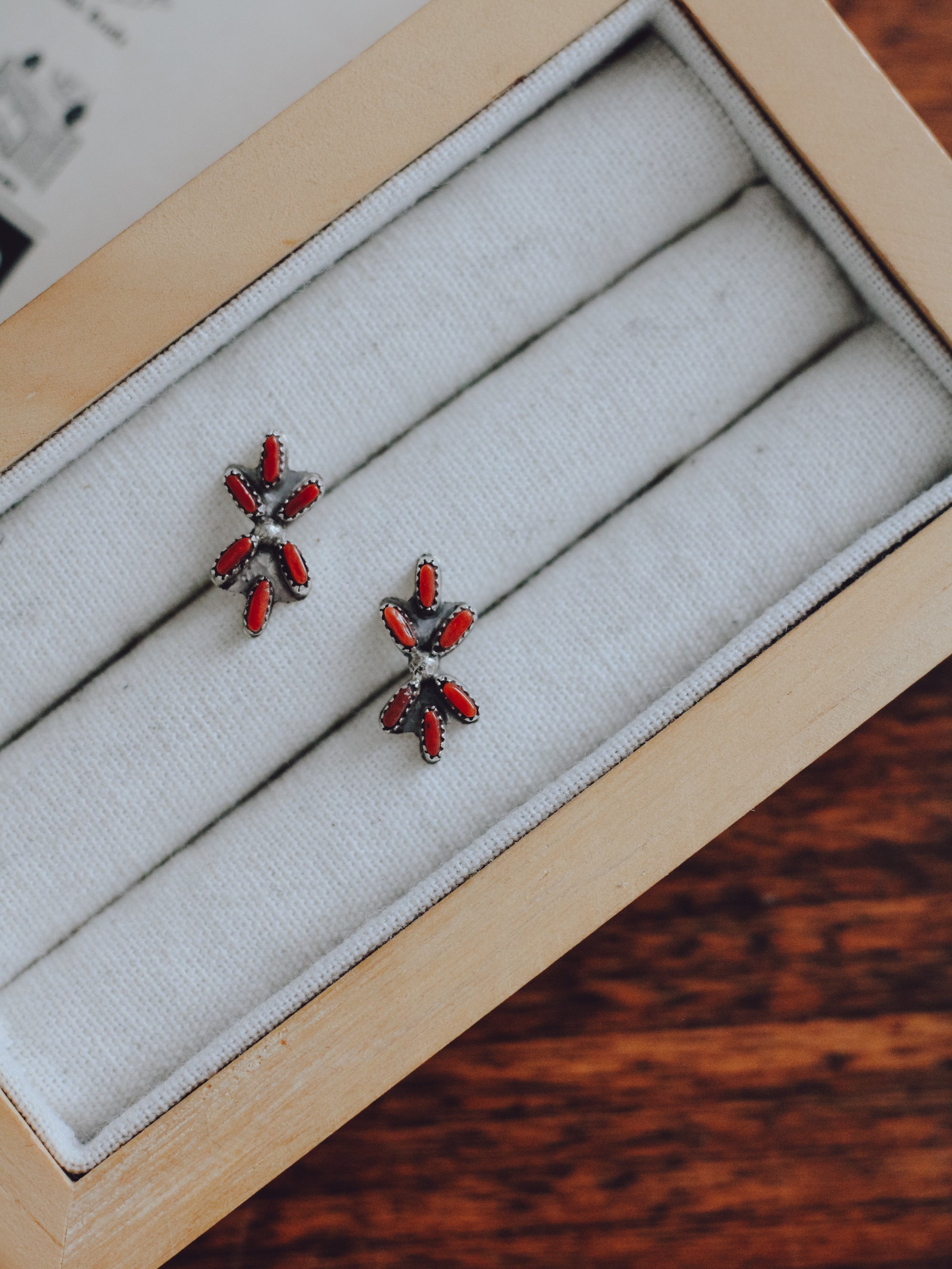 Dahlia • Red Coral Studs