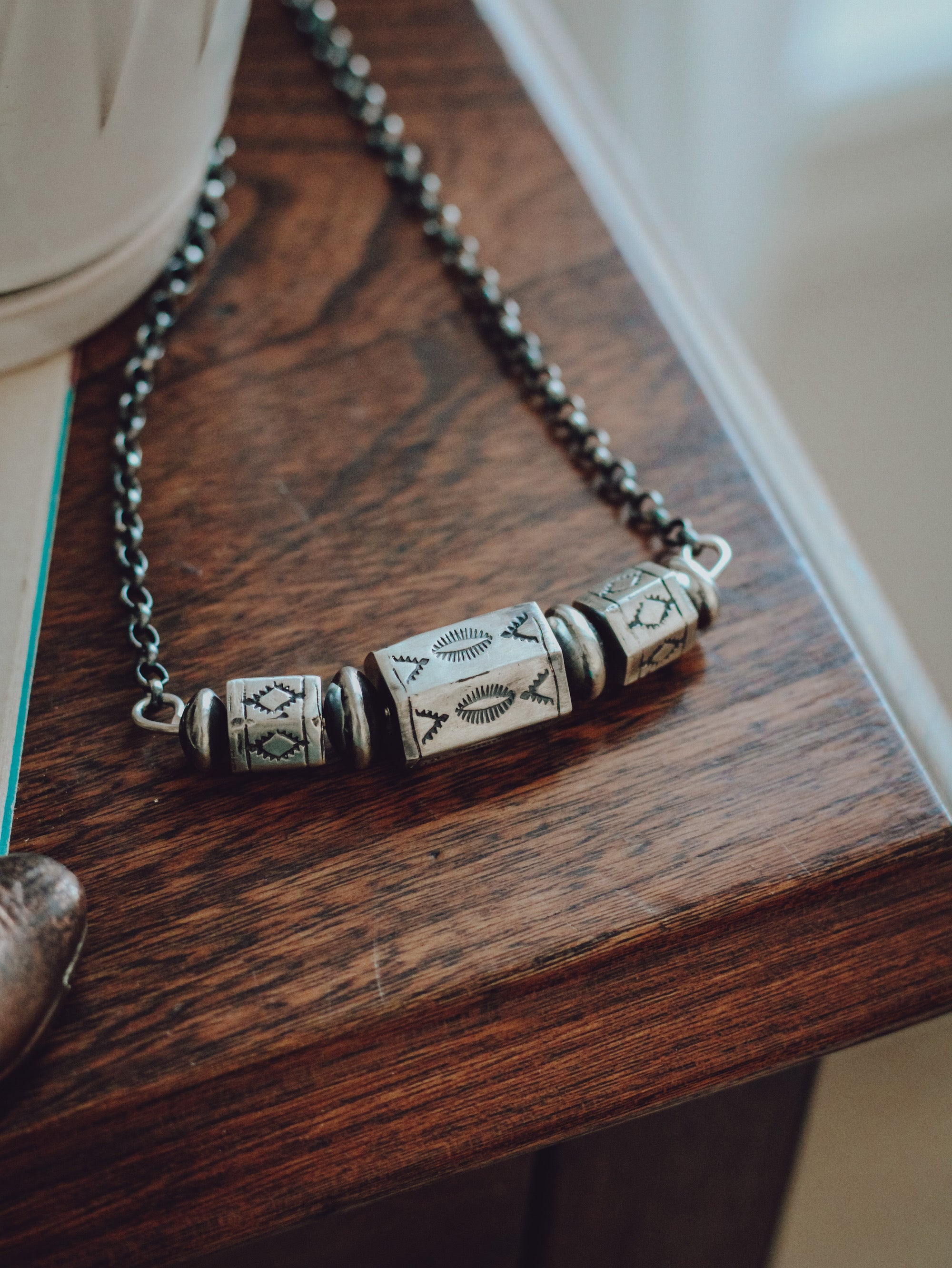 Buck • Engraved Pearl Necklace