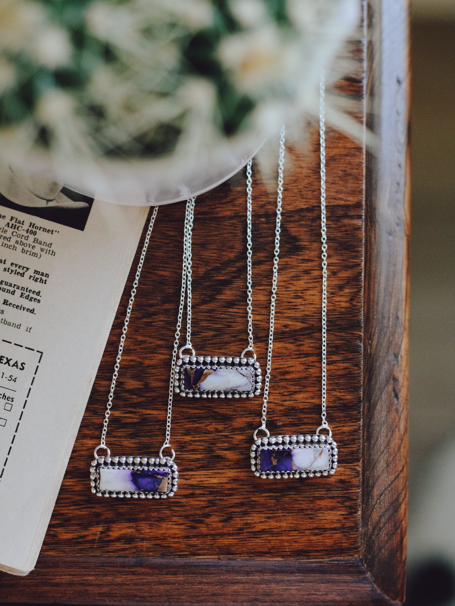 Tanya • Violet Rose Bar Necklace