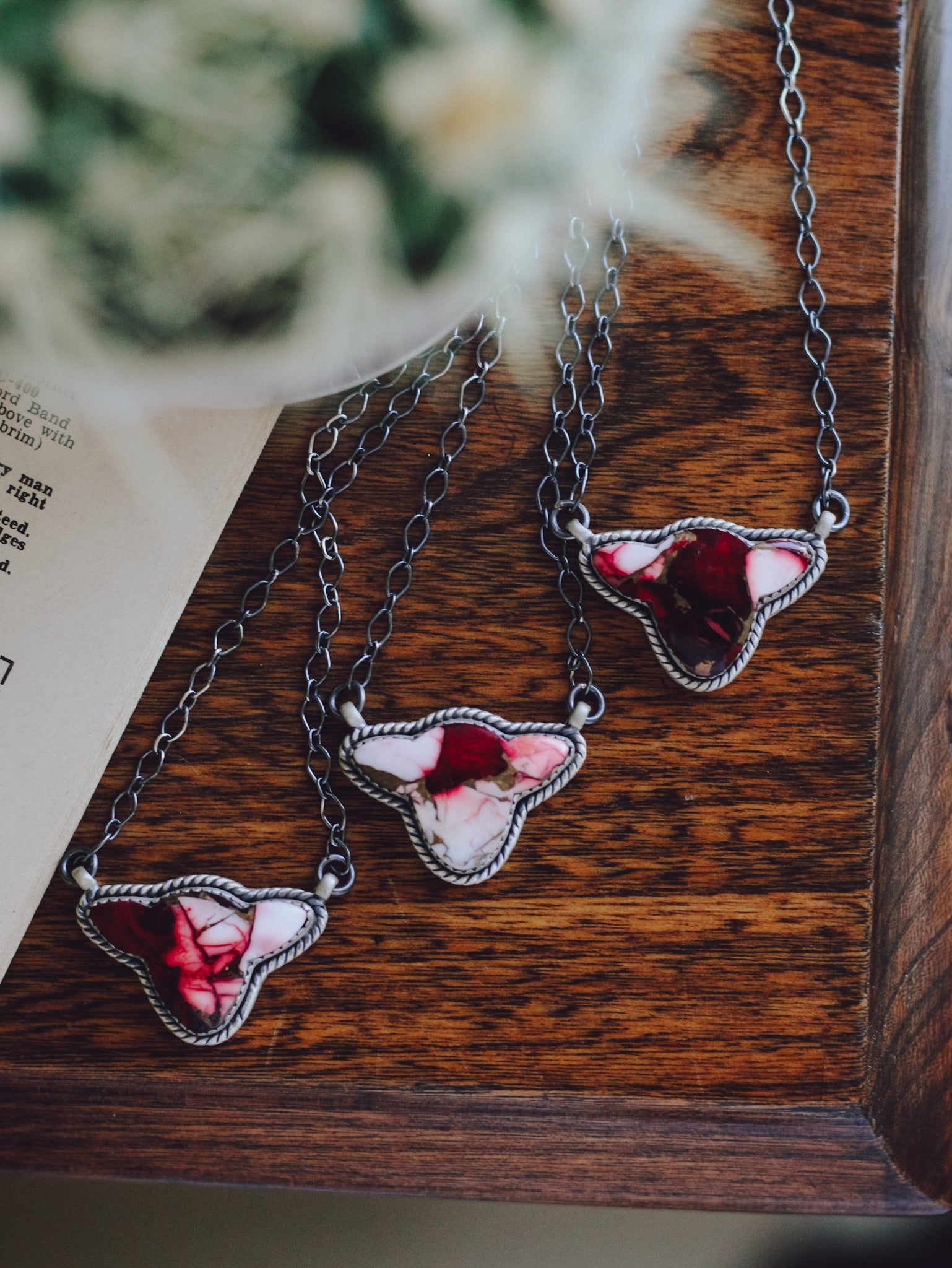 Charlene • Dahlia Rose Cow Bar Necklace