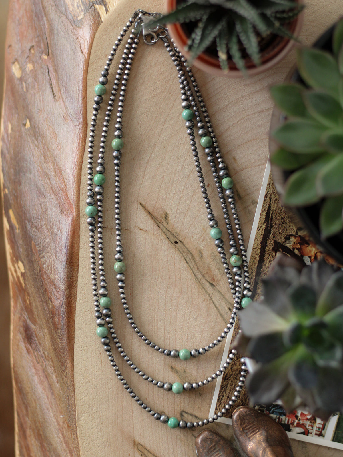 Pearls • 3mm - 6mm Graduated Sterling Silver & Turquoise