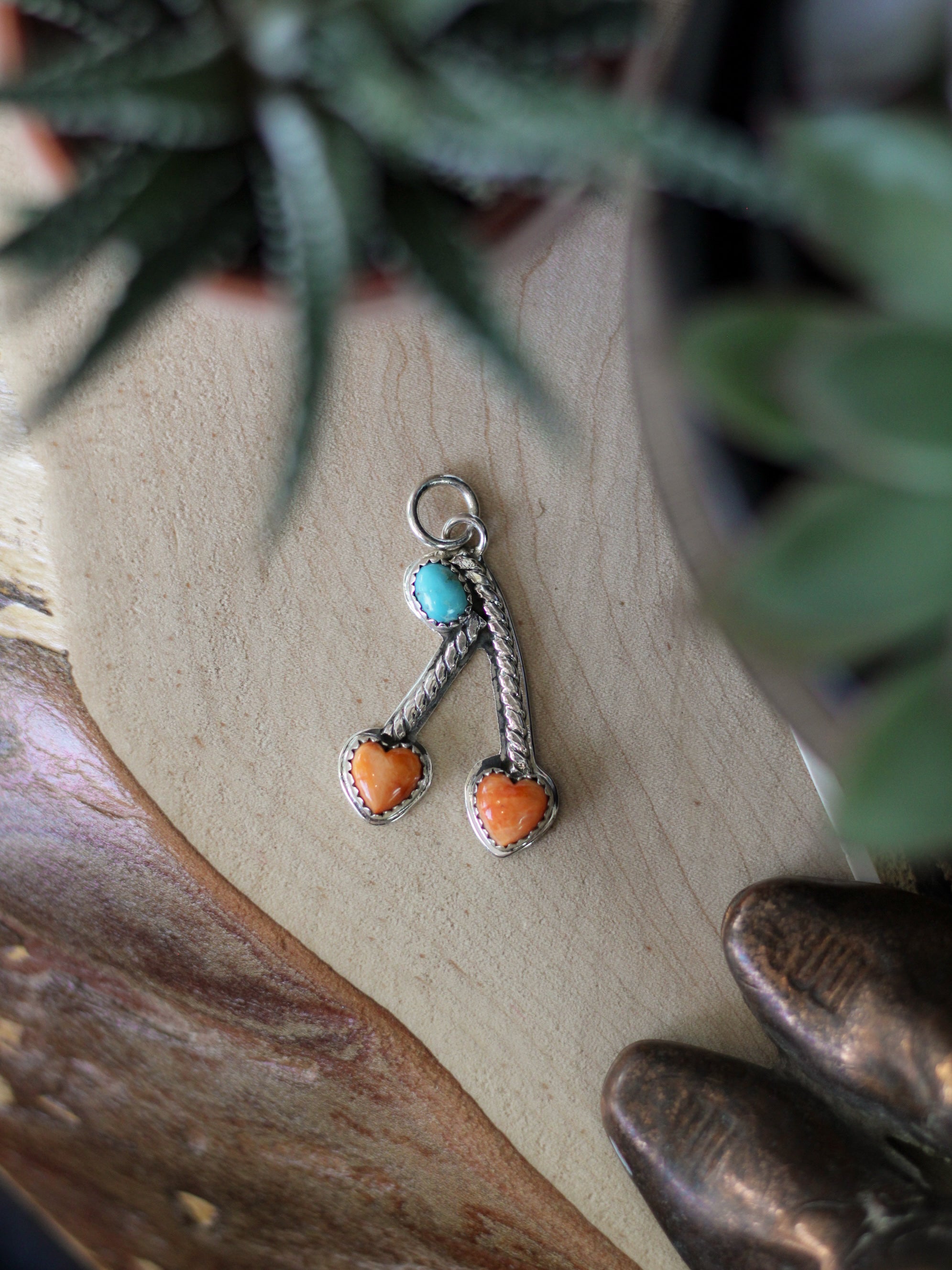 Maxine • Orange Spiny & Kingman Turquoise Pendant