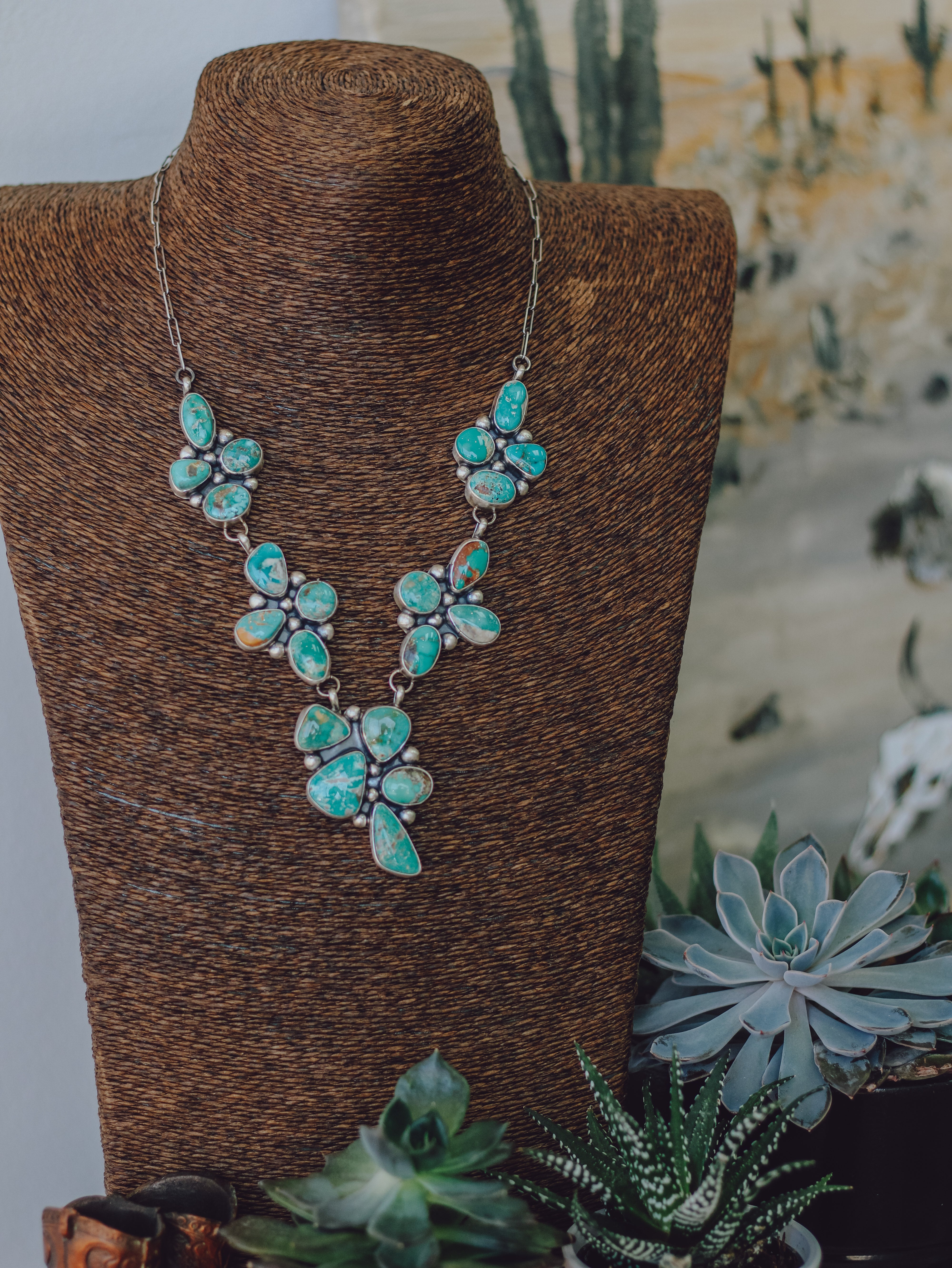 Tierney • Fox Turquoise Cluster Necklace Set