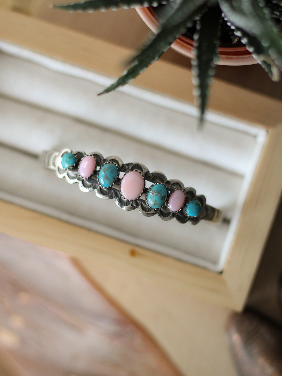 Elowen • Kingman Turquoise & Pink Conch Cuff