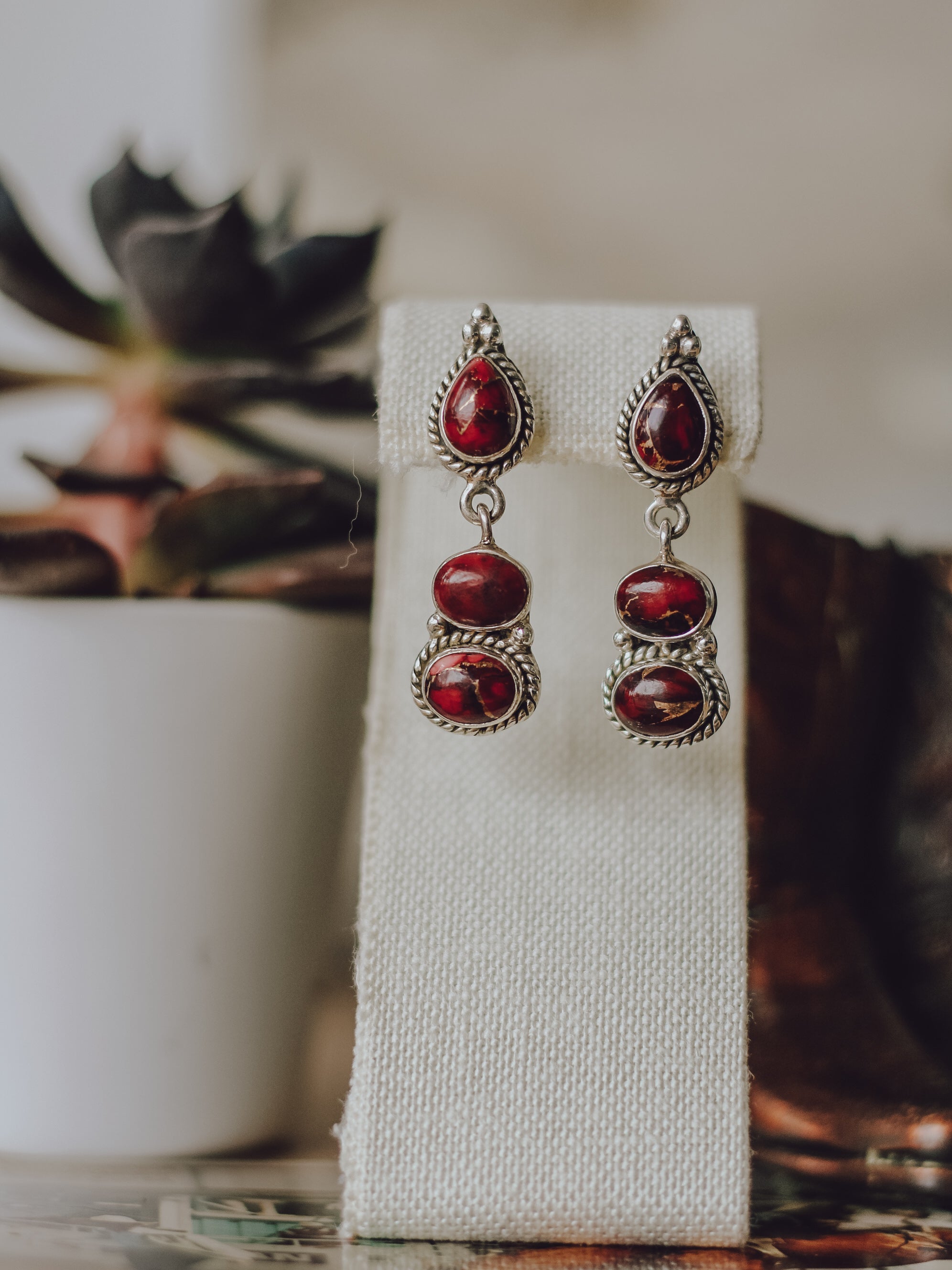 Layla •  Rose Dahlia Drop Earrings