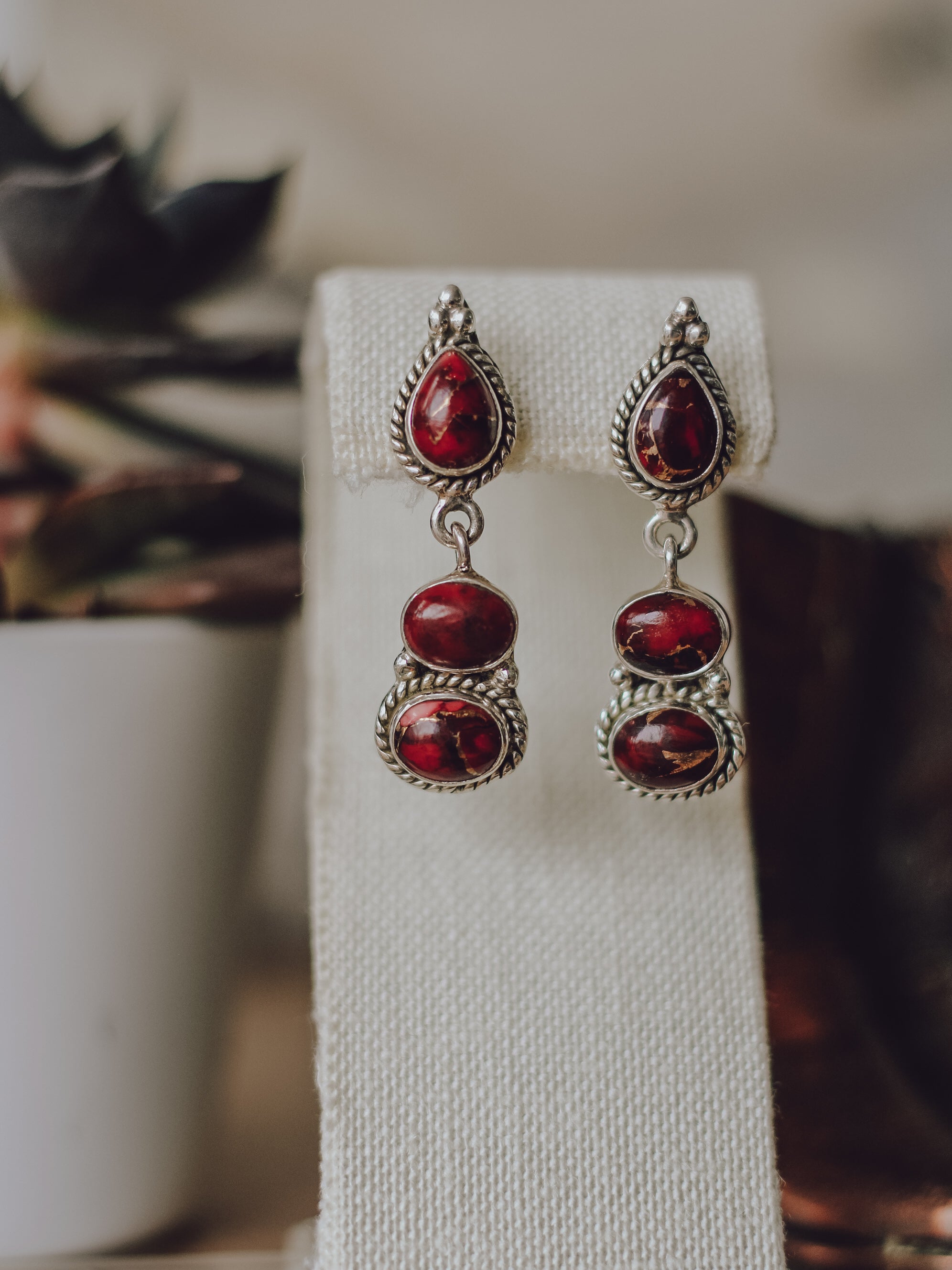 Layla •  Rose Dahlia Drop Earrings