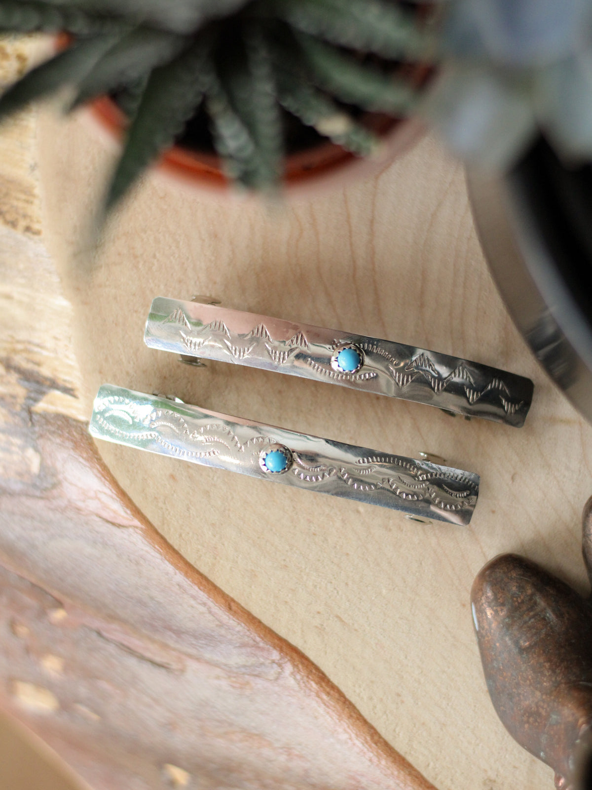 Audrey • Kingman Turquoise & Sterling Silver Barrette
