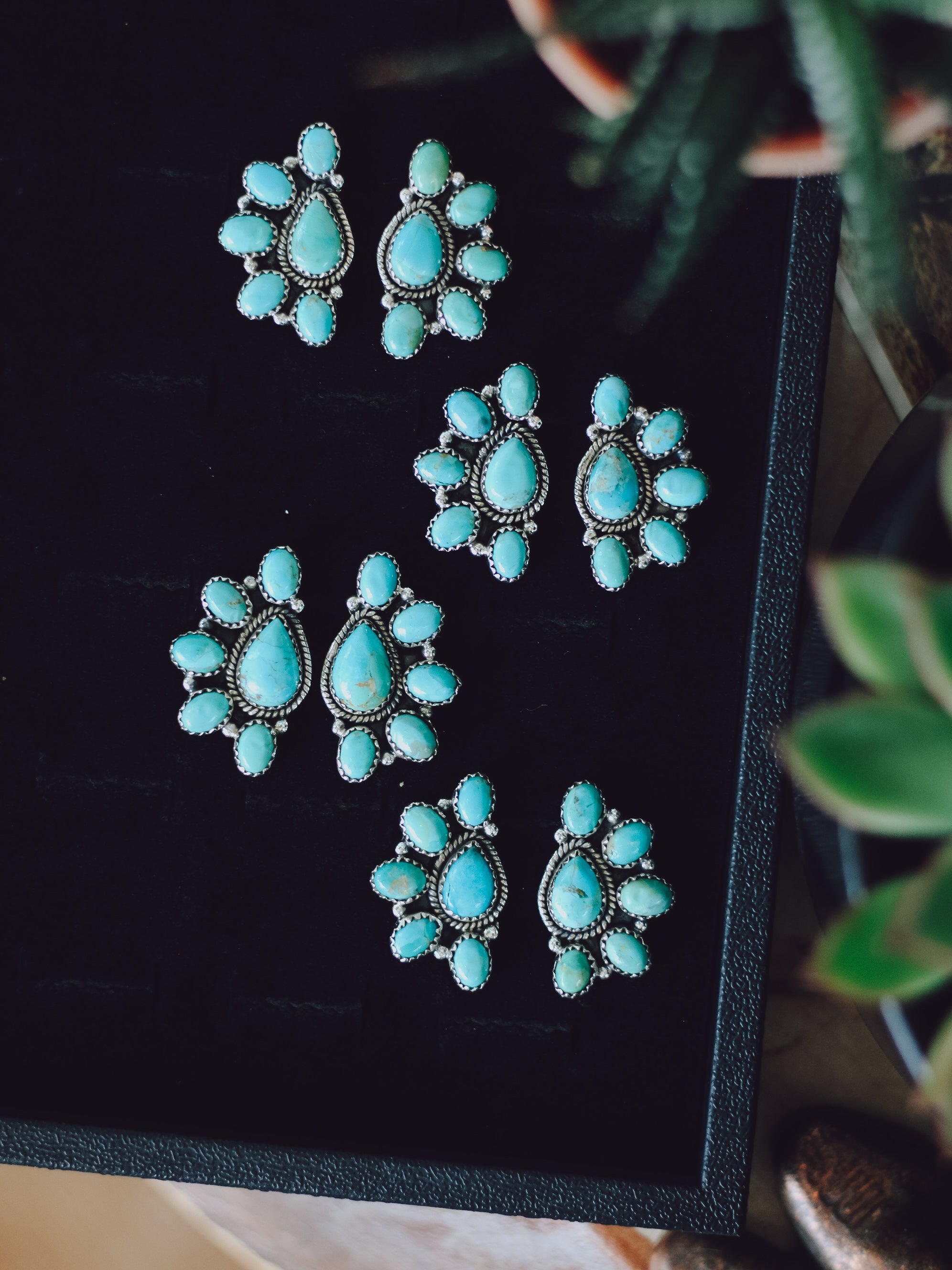 Saledo • Royston Turquoise Half Cluster Earrings