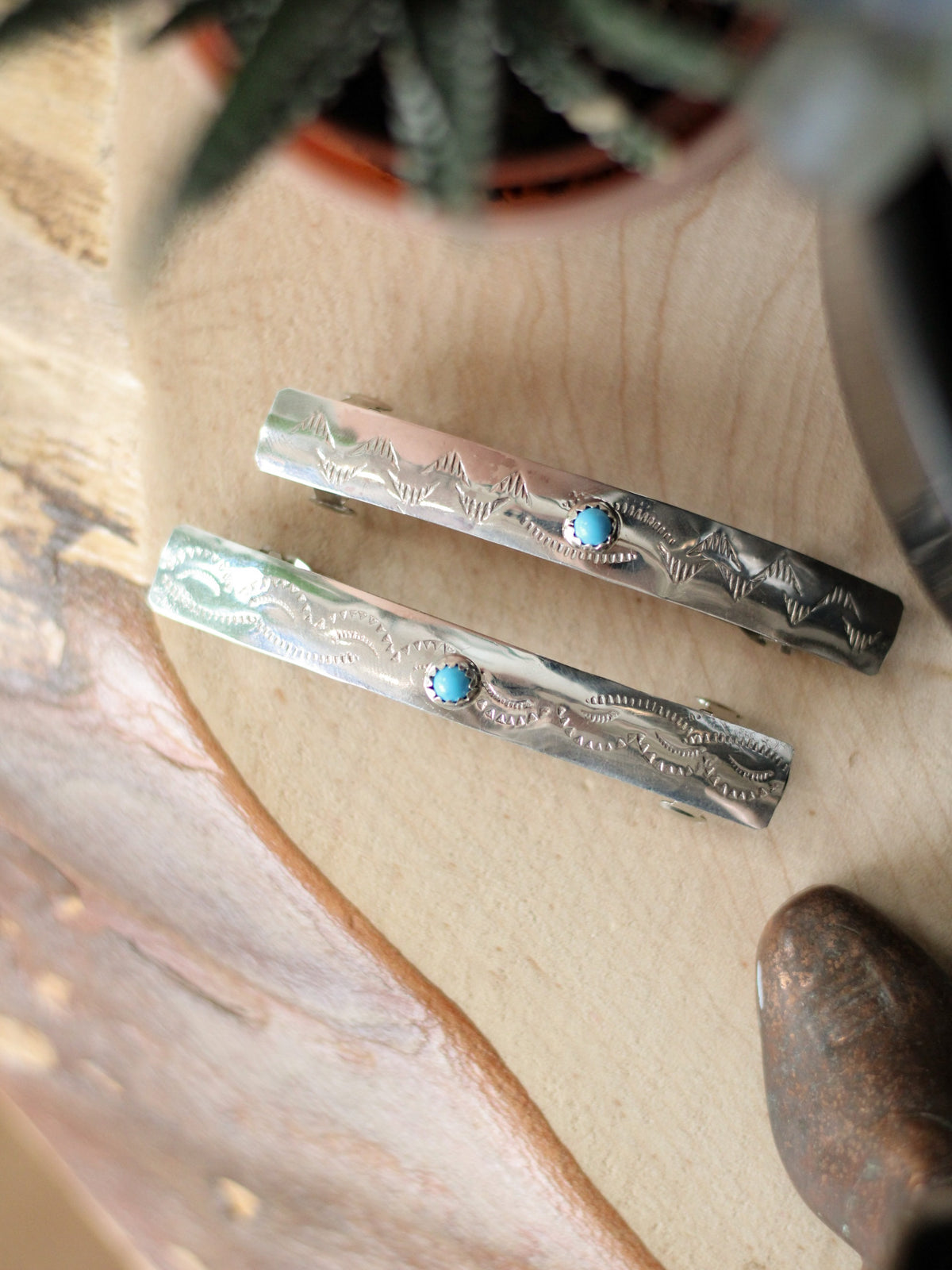 Audrey • Kingman Turquoise & Sterling Silver Barrette