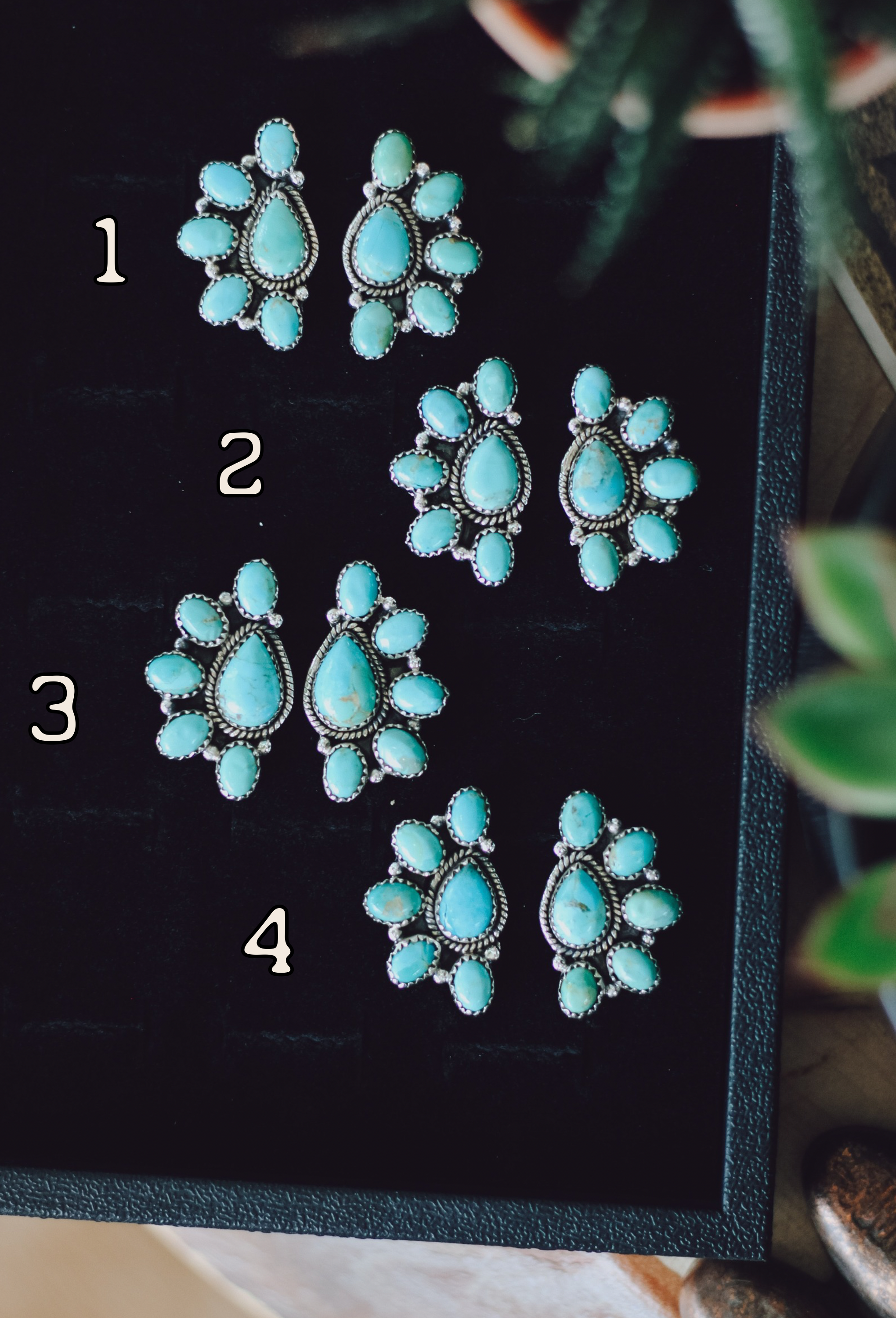 Saledo • Royston Turquoise Half Cluster Earrings