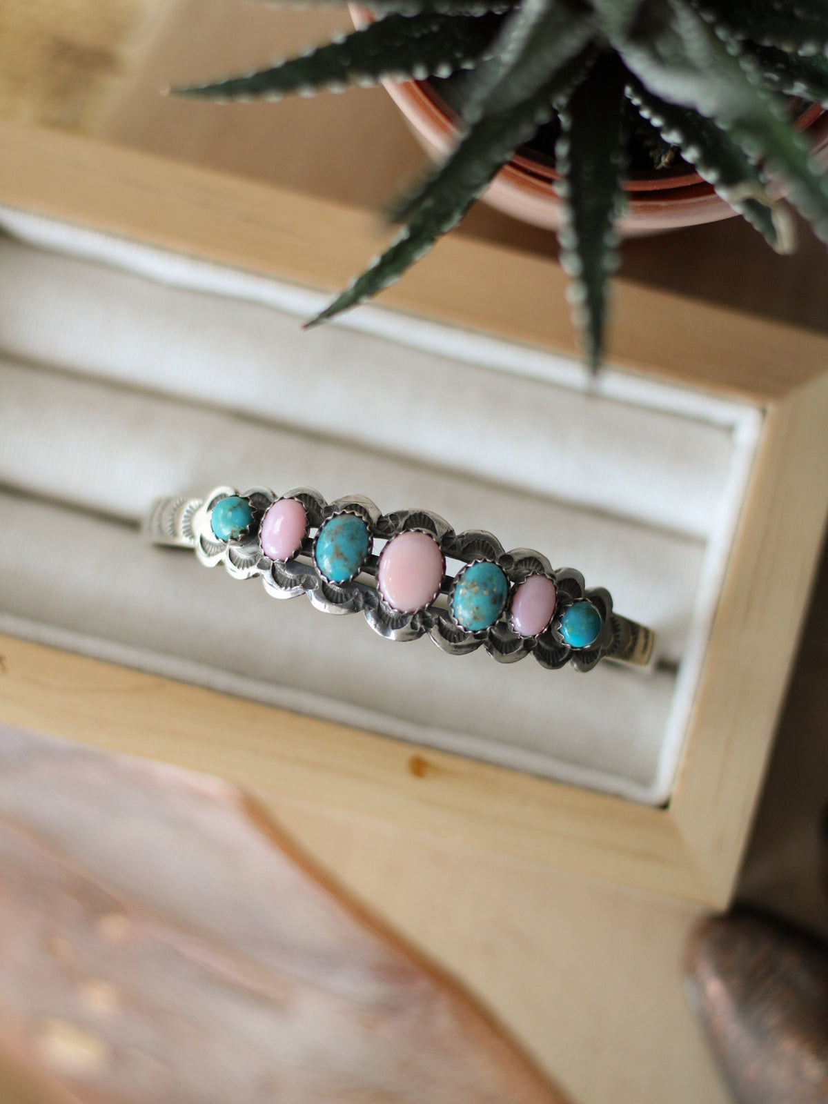 Elowen • Kingman Turquoise & Pink Conch Cuff