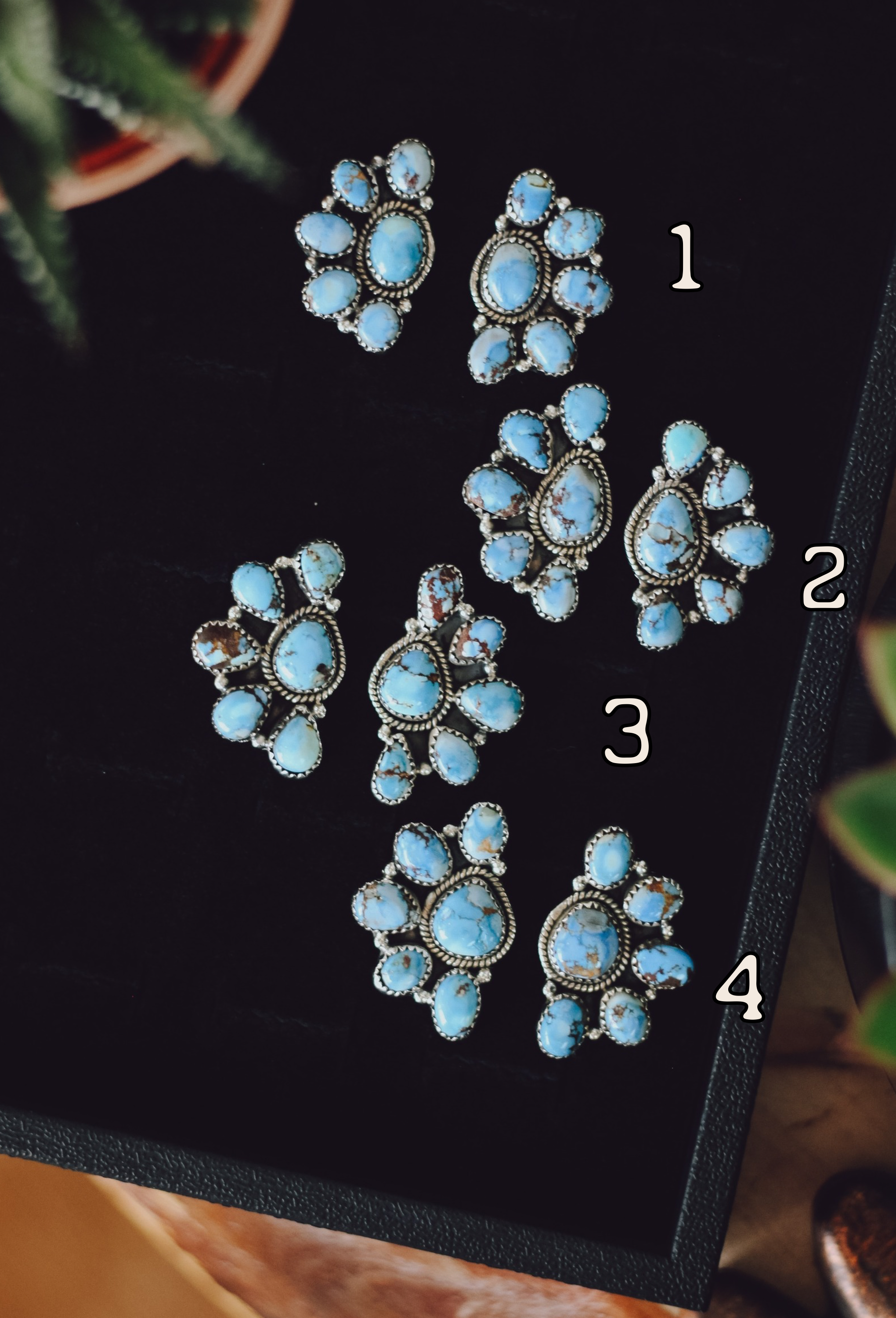 Saledo • Golden Hills Turquoise Half Cluster Earrings