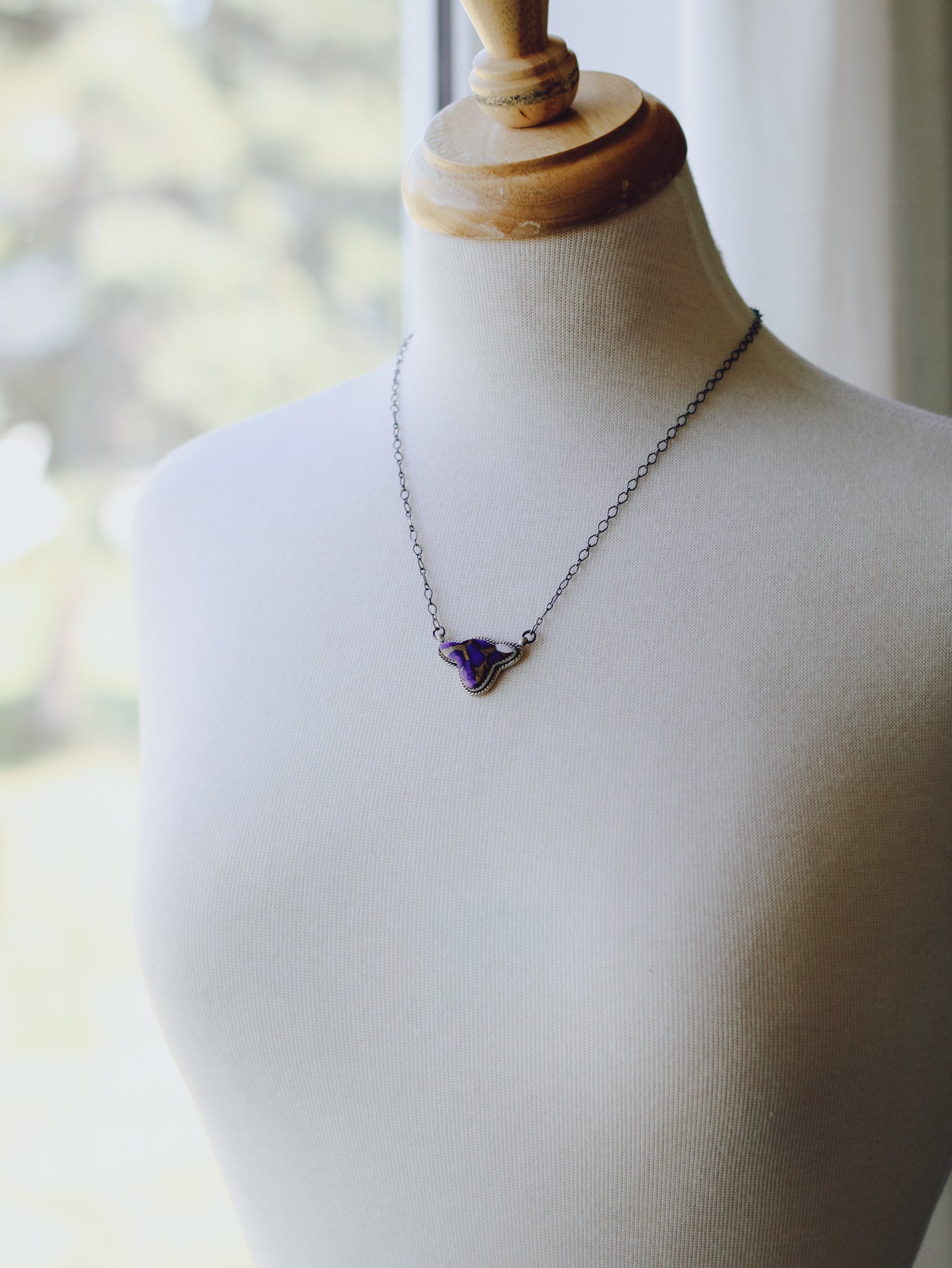 Charlene • Violet Rose Cow Bar Necklace