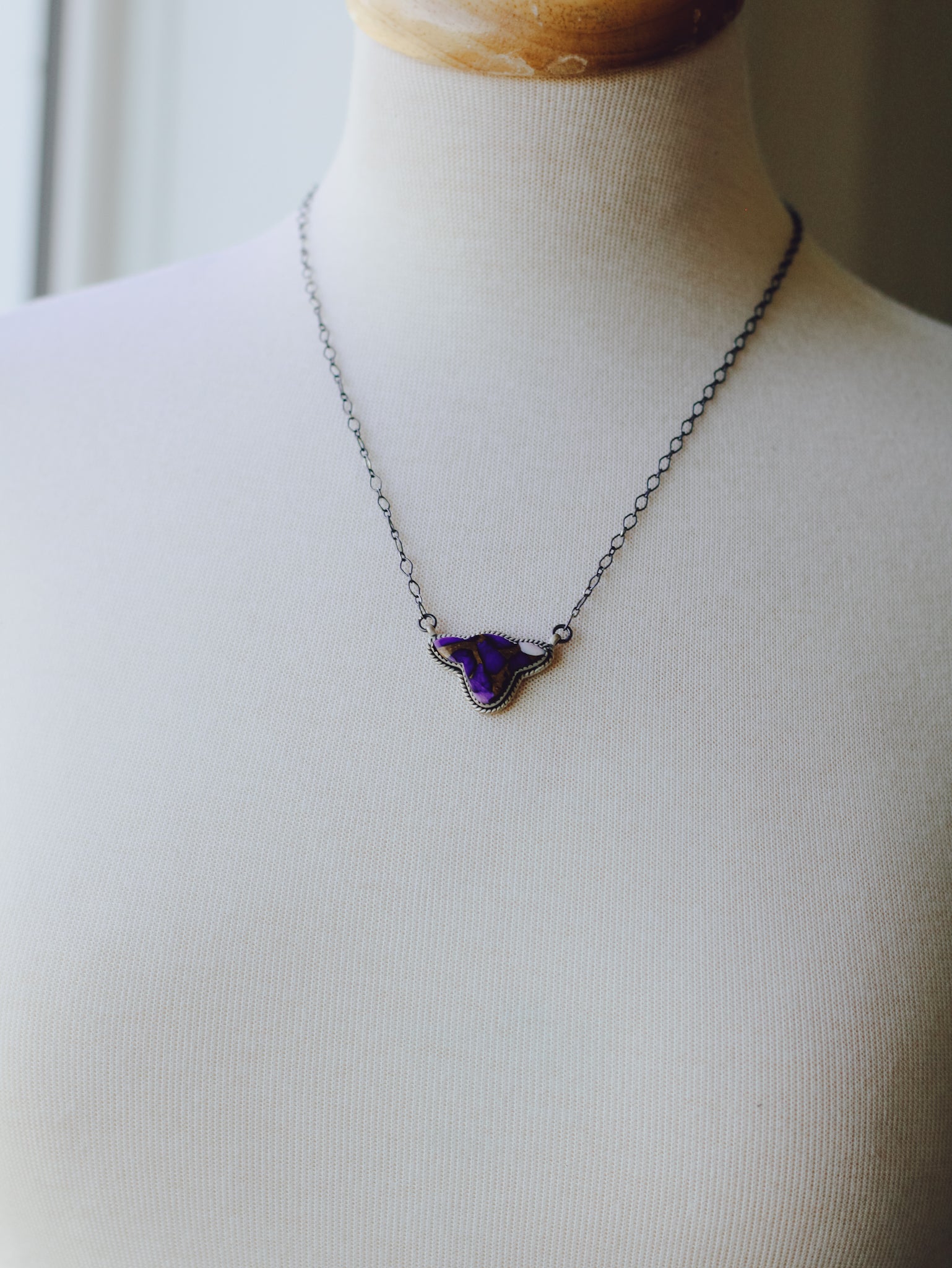 Charlene • Violet Rose Cow Bar Necklace