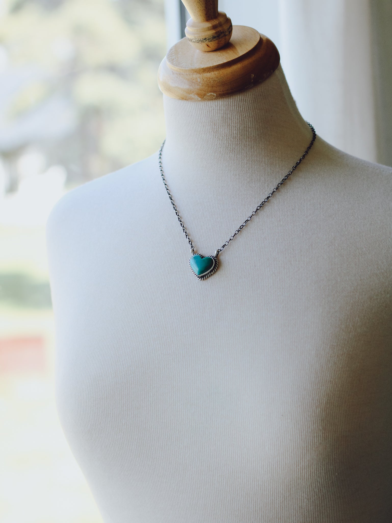 Bucklyn • Turquoise Heart Bar Necklace