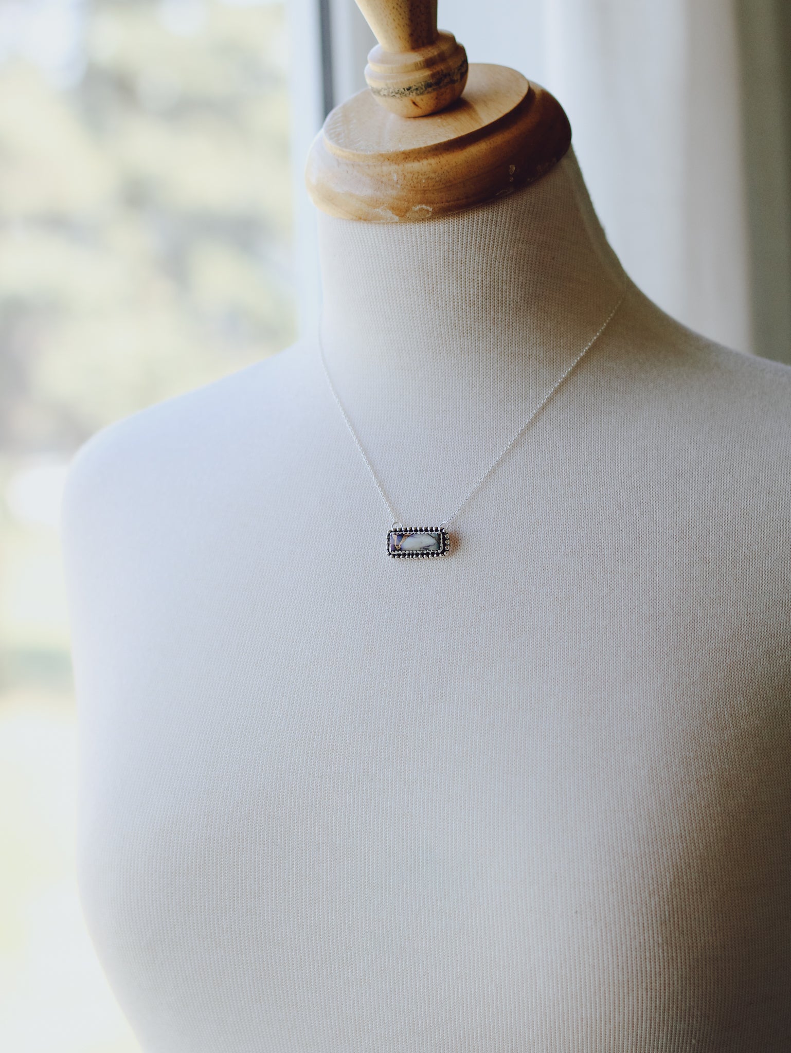 Tanya • Violet Rose Bar Necklace