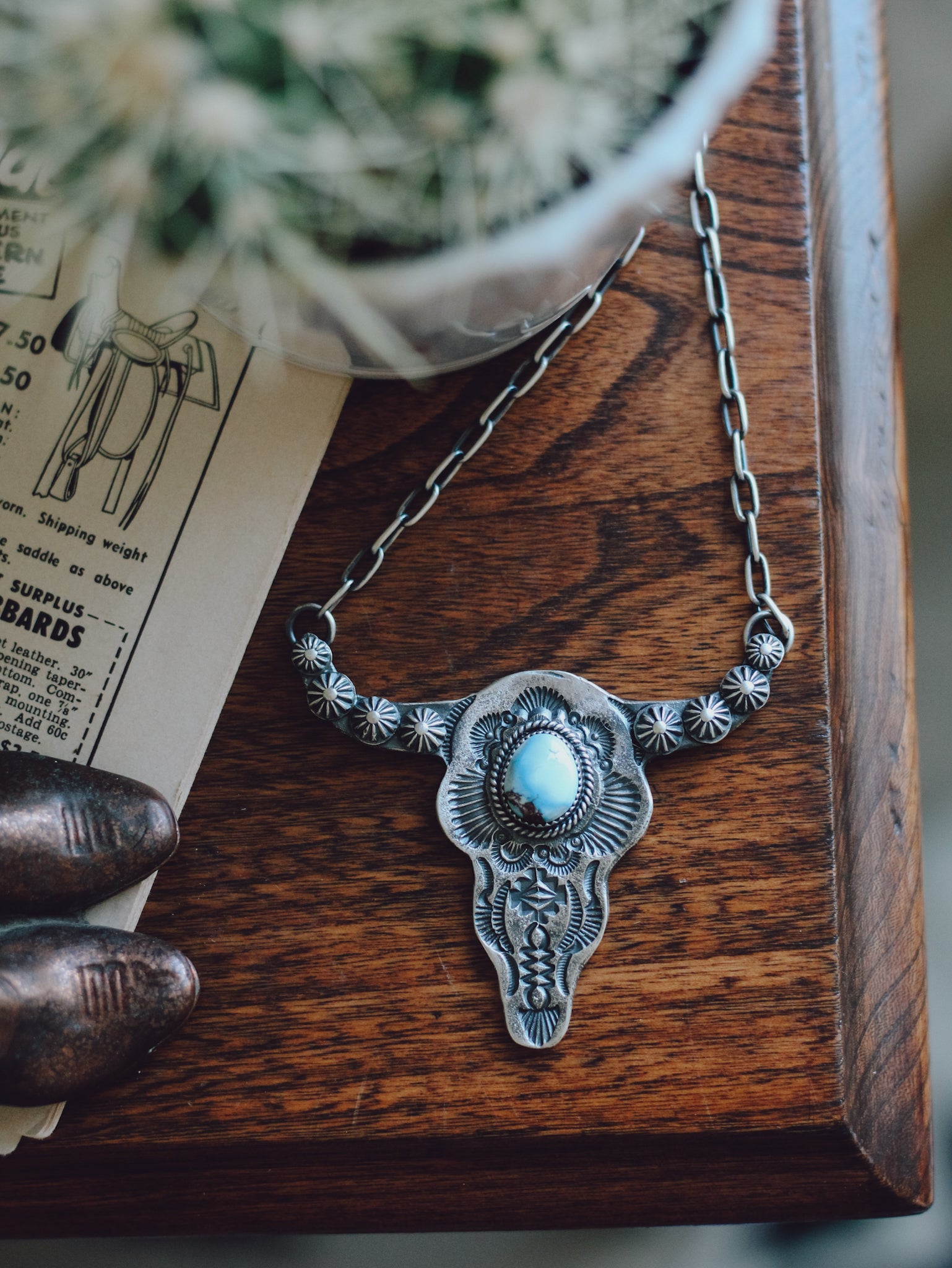 Wyatt • XL Bull Skull Bar Necklace
