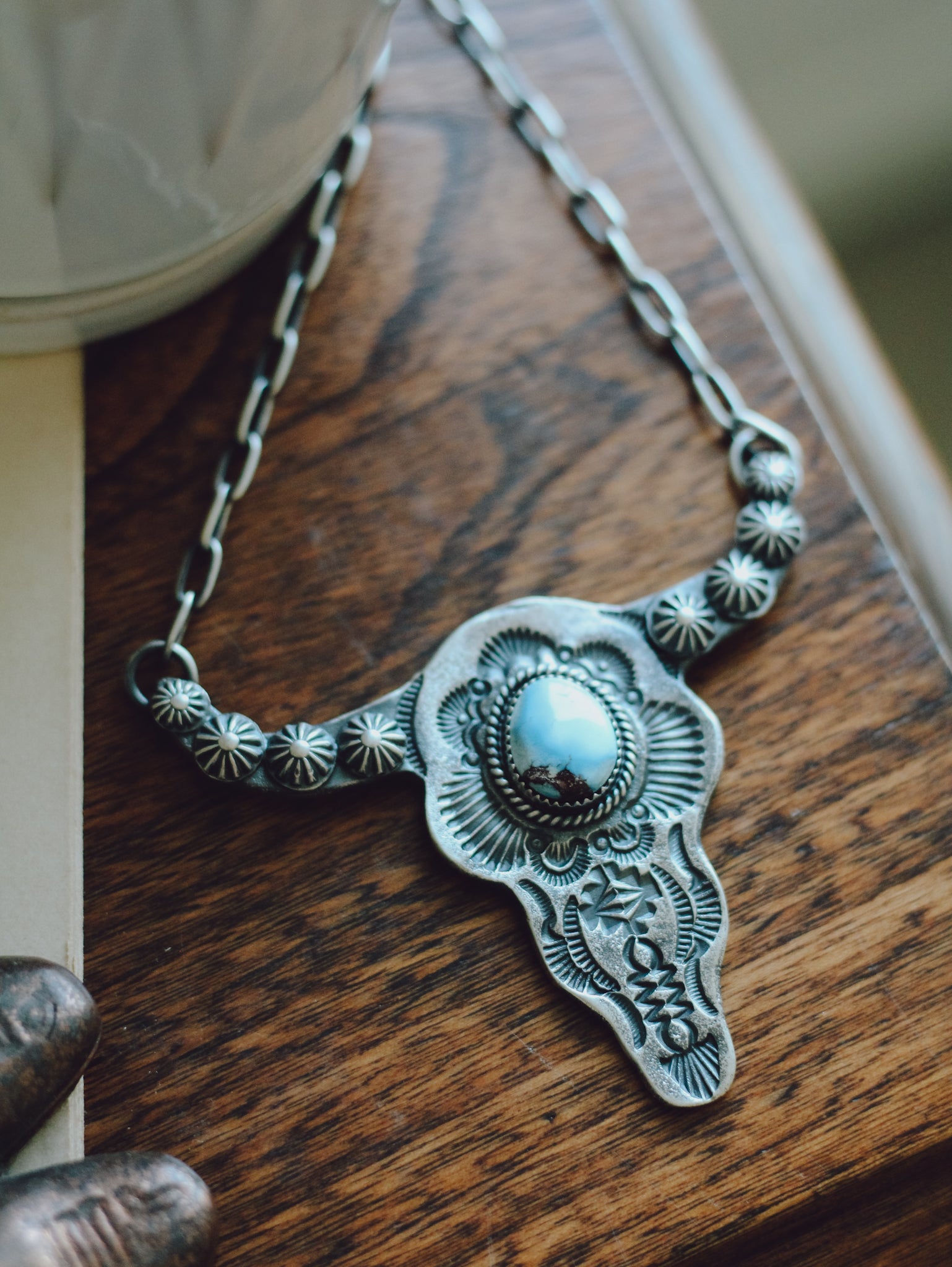 Wyatt • XL Bull Skull Bar Necklace