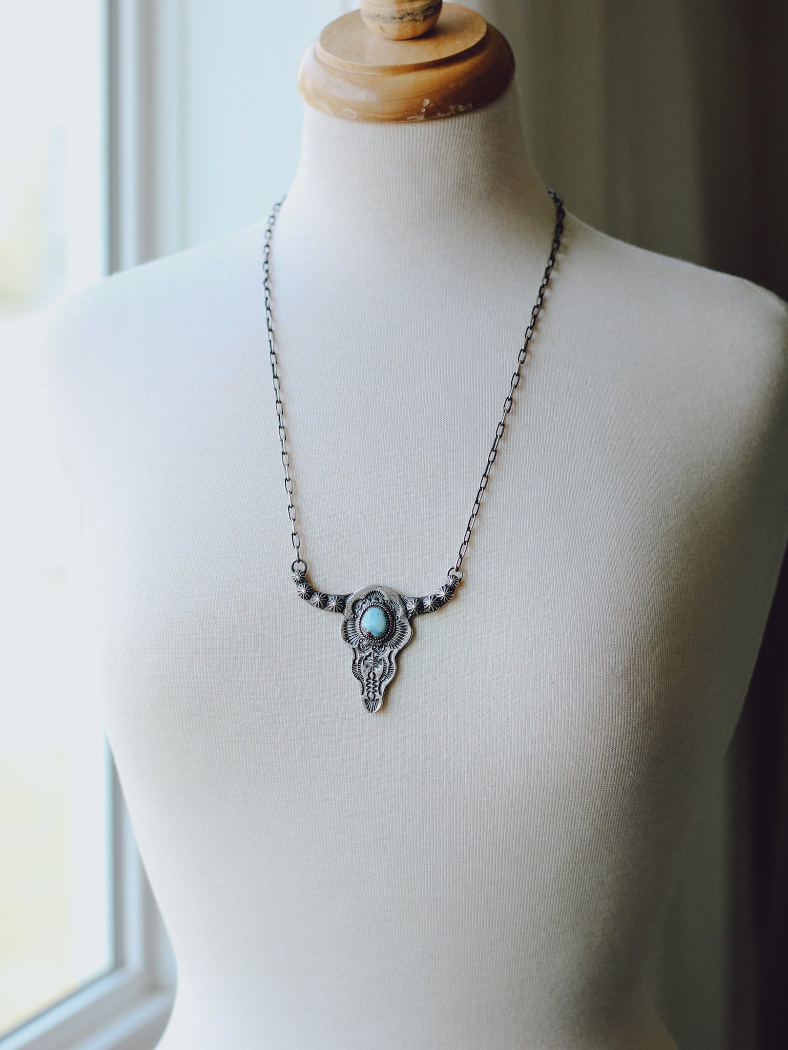 Wyatt • XL Bull Skull Bar Necklace