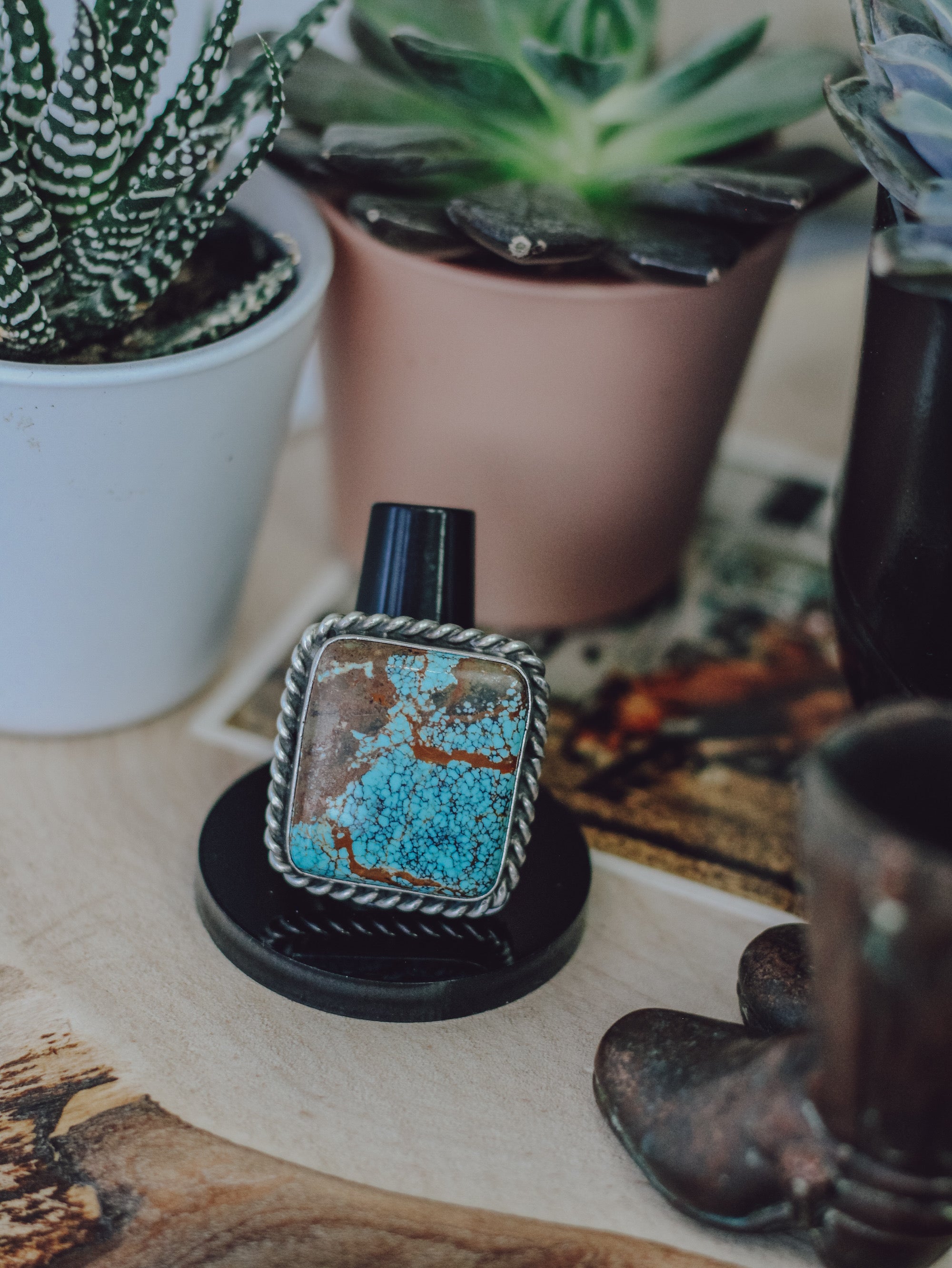 Leona • Adjustable #8 Turquoise Ring